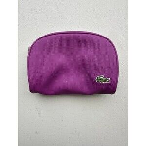 Lacoste Purple Signature Crocodile Logo Textured Cosmetic Make Up Bag Pouch